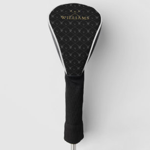 Custom Name Golf Clubs Pattern Black And Gold Head Cover