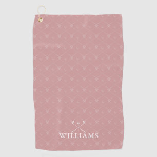 Custom Name Golf Clubs Pattern Dusty Rose Pink Towel