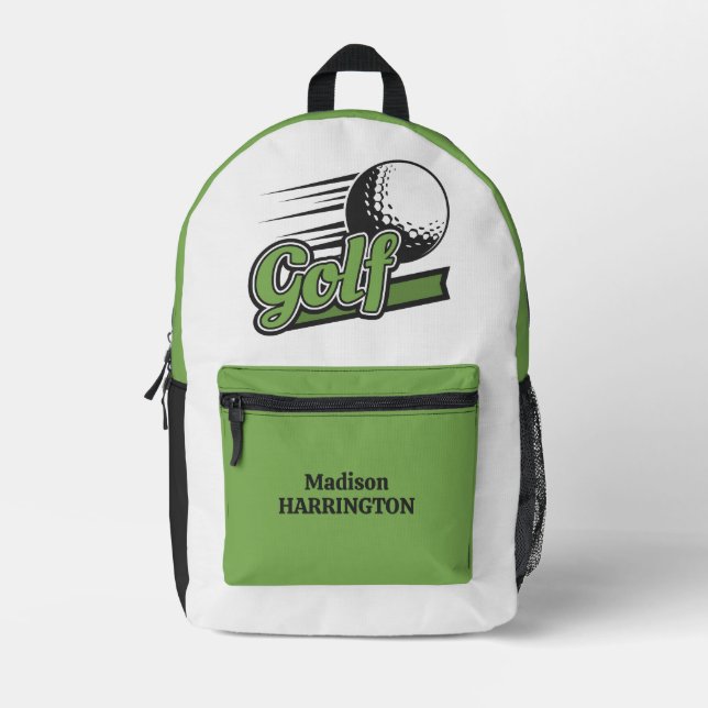 Custom Name Golf Printed Backpack (Front)