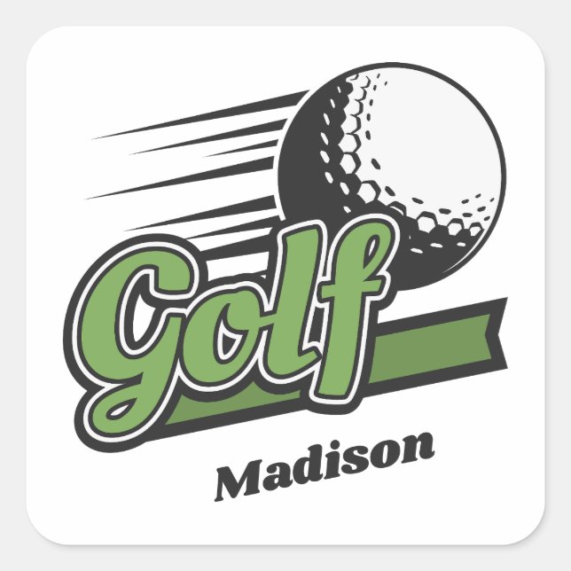 Custom Name Golf Square Sticker (Front)