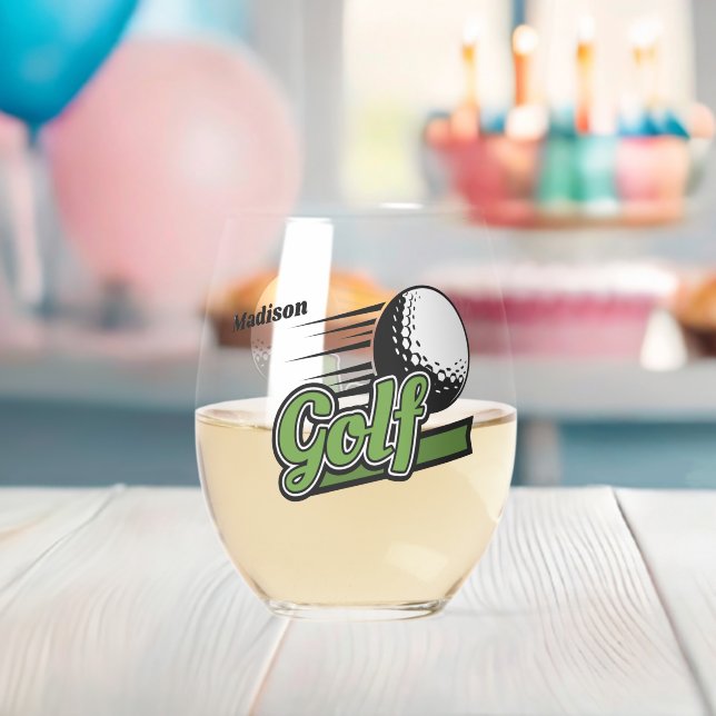 Custom Name Golf Stemless Wine Glass (Insitu (Baby Shower))