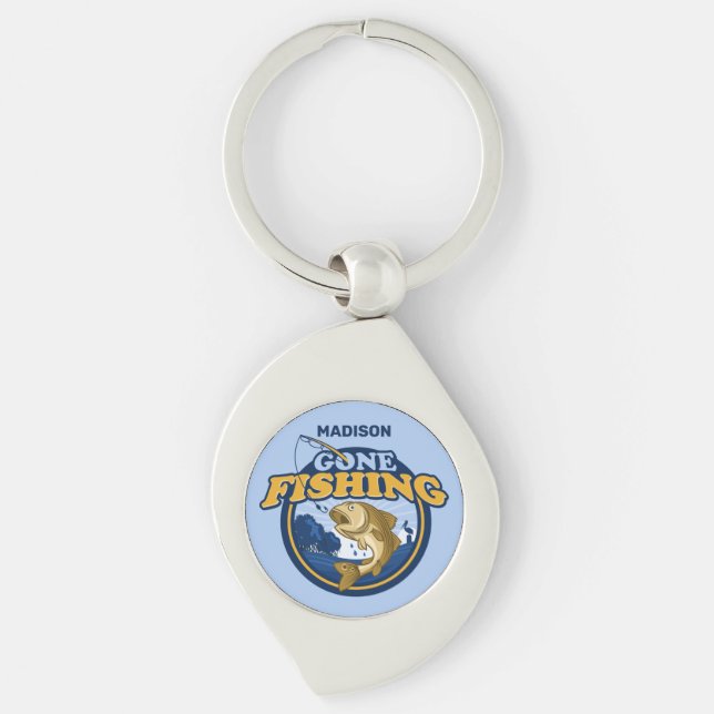 Custom Name Gone Fishing Key Ring (Front)
