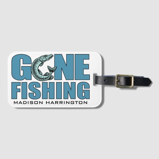 Custom name GONE FISHING Luggage Tag (Front Horizontal)
