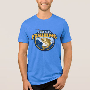 Custom Name Gone Fishing Tri-Blend Shirt