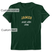 Custom Name Good Vibes Crew Green Yellow Graphic