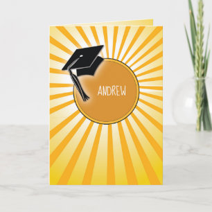 Custom Name Graduation Hat on Sun Card