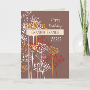 Custom Name Grandfather 100th Birthday Brown Card