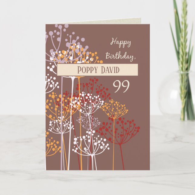 Custom Name Grandfather 99th Birthday Brown Card (Front)