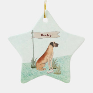 Custom Name Great Dane Pet Dog Ceramic Tree Decoration