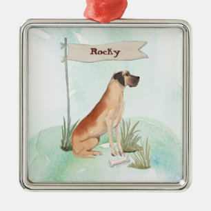 Custom Name Great Dane Pet Dog Metal Tree Decoration