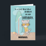 Custom Name Great Great Grandson Birthday Racoon Card<br><div class="desc">This cool racoon on the front of this fun card is greeting your great great grandson a happy birthday while enjoying his surfing day on the beach. This will remind your loved one that summertime is birthday time and fun time.</div>
