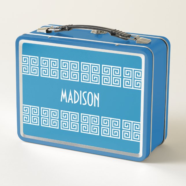 Custom Name Greek-Inspired Metal Lunch Box (Back)