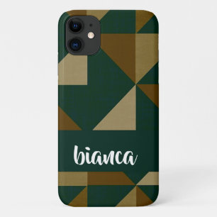 Custom name green and brown shapes Case-Mate iPhone case