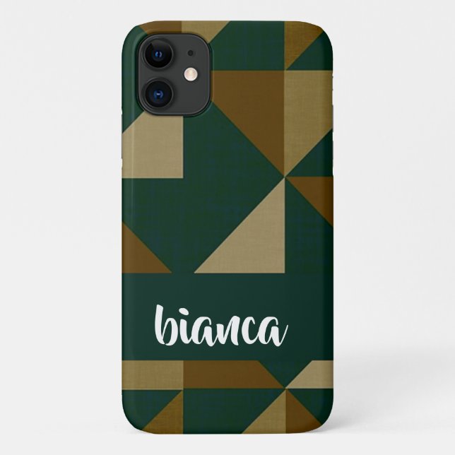 Custom name green and brown shapes Case-Mate iPhone case (Back)
