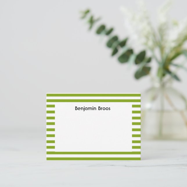 Custom name green and white stripes card (Standing Front)
