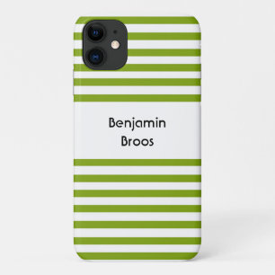 Custom name green and white stripes Case-Mate iPhone case