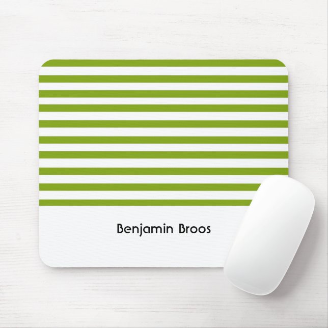 Custom name green and white stripes mouse pad (With Mouse)