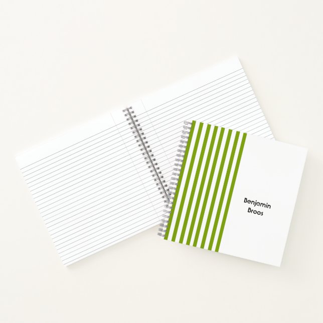 Custom name green and white stripes notebook (Inside)