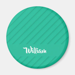 Custom name green diagonal plastic textured magnet