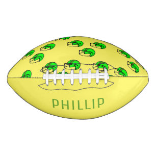 Custom name green football helmet yellow