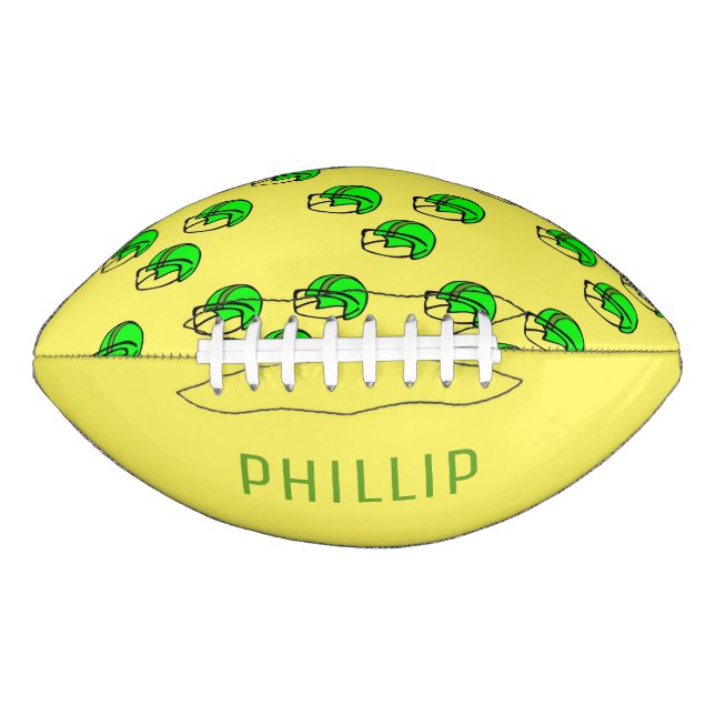 Custom name green football helmet yellow (Front)