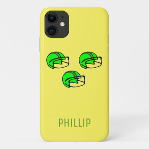 Custom name green football helmet yellow Case-Mate iPhone case