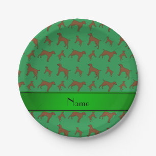 Custom name green German shorthaired pointer dogs Paper Plate