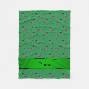 Custom name green German Wirehaired Pointer dogs Fleece Blanket