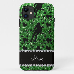 Custom name green glitter roller derby Case-Mate iPhone case