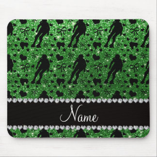 Custom name green glitter roller derby mouse pad