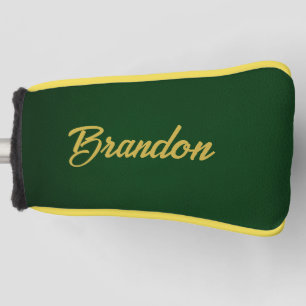 Custom name green leather golf head cover