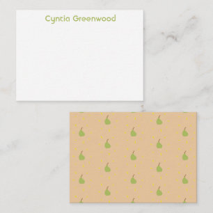 Custom name green pear pattern brown card
