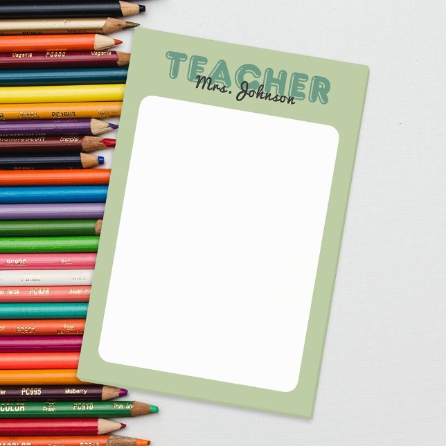 Custom Name Green Teacher Post-it Notes (Custom Name Green Teacher Post-it Notes)