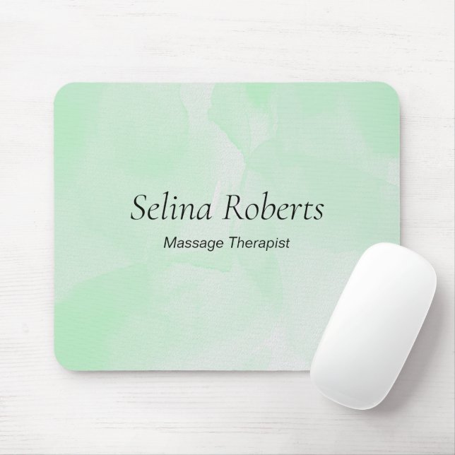 Custom name green watercolor mouse pad (With Mouse)