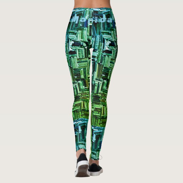 Custom Name Green Workout Leggings (Back)