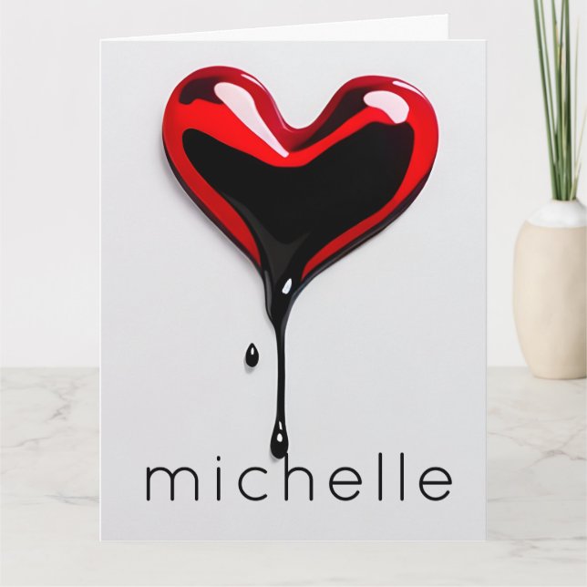 custom name Greeting Card love heart stencil drip (Front)