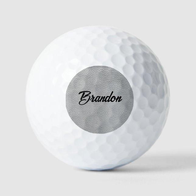 Custom name grey leather golf balls (Front)