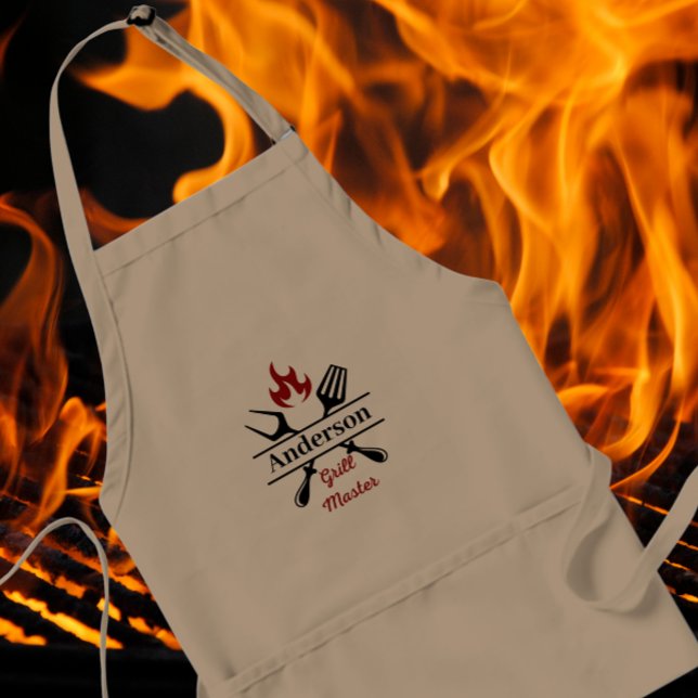 Custom Name Grill Master BBQ Dad Fathers Day gift Standard Apron (Creator Uploaded)