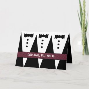 CUSTOM NAME Groomsmen Invitation -Three Tuxedos