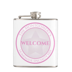Custom Name Guest Bedroom Speciality Pastel Star Hip Flask
