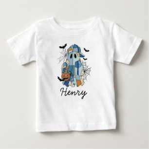Custom Name Halloween Ghost Boy Toddler & Baby T-Shirt