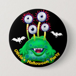 Custom name Halloween party badge. 7.5 Cm Round Badge
