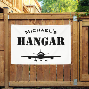 Custom Name Hangar Aeroplane Pilot Aviation Banner
