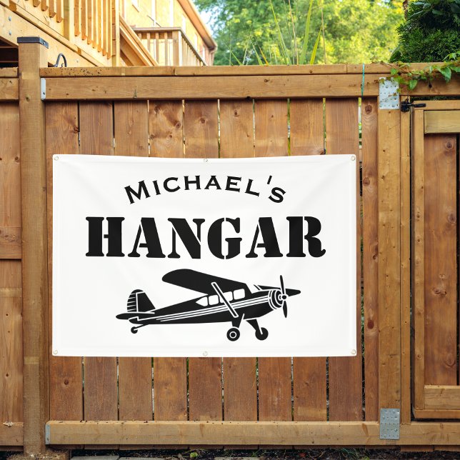 Custom Name Hangar Aeroplane Pilot Aviation Simple Banner (Creator Uploaded)
