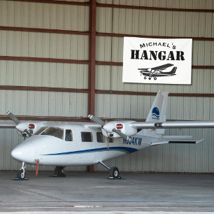 Custom Name Hangar Cessna Airplane Pilot Aviation Banner