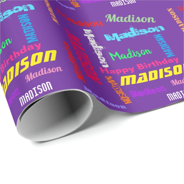Custom NAME Happy Birthday Gift Wrapping Paper (Roll Corner)