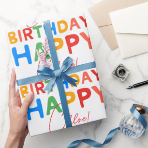 Custom Name Happy Birthday Wrapping Paper