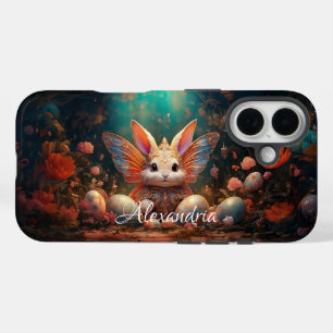 Custom Name Happy Easter Bunny with Easter eggs iPhone 16 Case