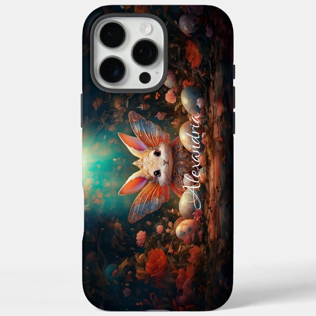 Custom Name Happy Easter Bunny with Easter eggs Case-Mate iPhone Case (Back)