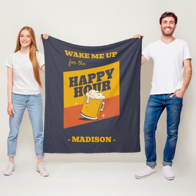 Custom Name Happy Hour Fleece Blanket (In Situ)
